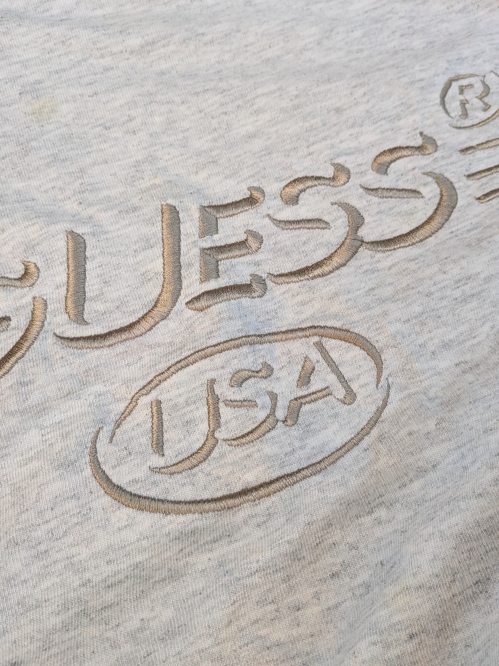 Vintage Early 90's- Guess Men's Crewneck Embroidered Logo Tee - Picture 2 of 5